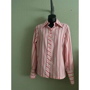 Vintage 70's Lady Arrow Women's Polyester Shirt Size M- L Bright Striped Top